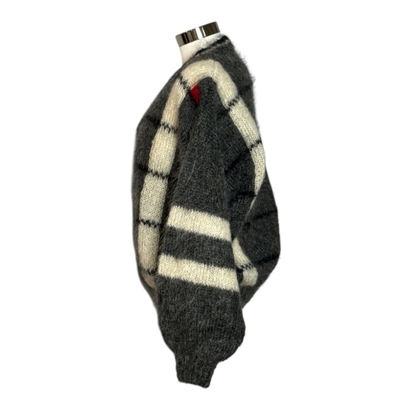 AN ORIGINAL HAND KNIT BY ANNE LESTER MOHAIR & WOOL BALLOON SLEEVE V NECK SWEATER - Picture 10 of 13